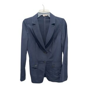 PAROSH Blazer Womens Small Blue‎ 100% Silk Tailored Jacket Made In Italy